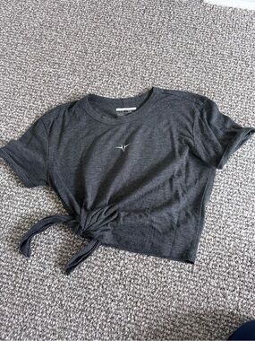 Women's Charcoal Tie-Front Crop Top